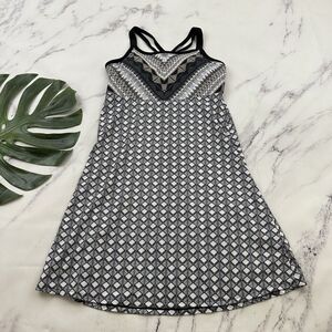 Prana Womens Cora Sundress Size S Black Gray Geometric Print Shelf Bra Stretch